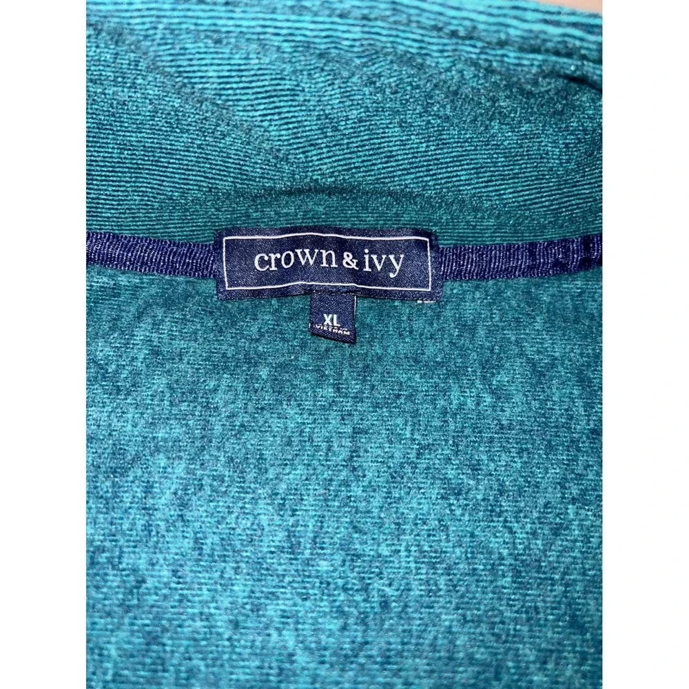 Crown & Ivy Mens XL Teal Green Heather Quarter Zip Fleece Pullover